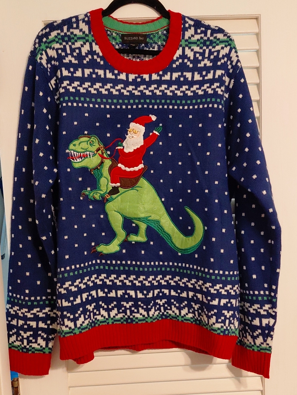 Blizzard Bay Men's Size XL Santa & T-Rex Ugly Christmas Sweater